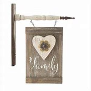 K & K  Interiors Brown Wood Family Barnboard Hanging Ornament