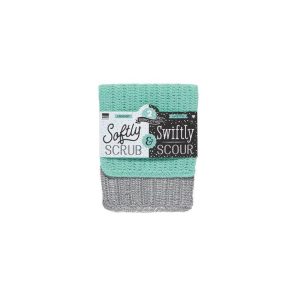 Now Designs Softly Scrub and Scour Set of 2 Silver & Green
