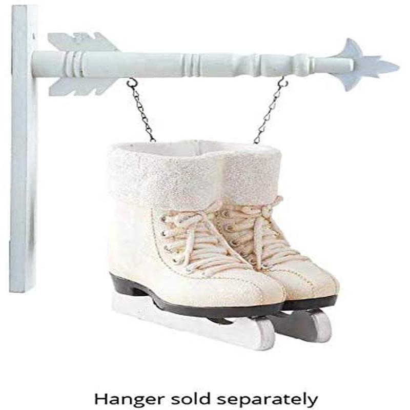 K & K  Interiors White Resin Skates Hanging Ornament
