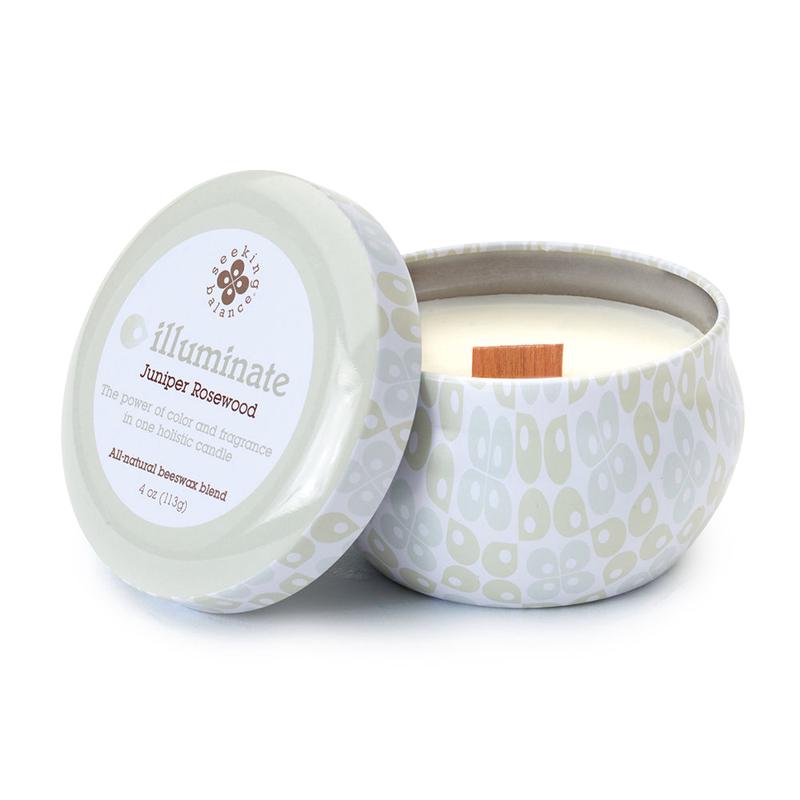 Root Seeking Balance Illuminate Juniper Rosewood Travel Candle