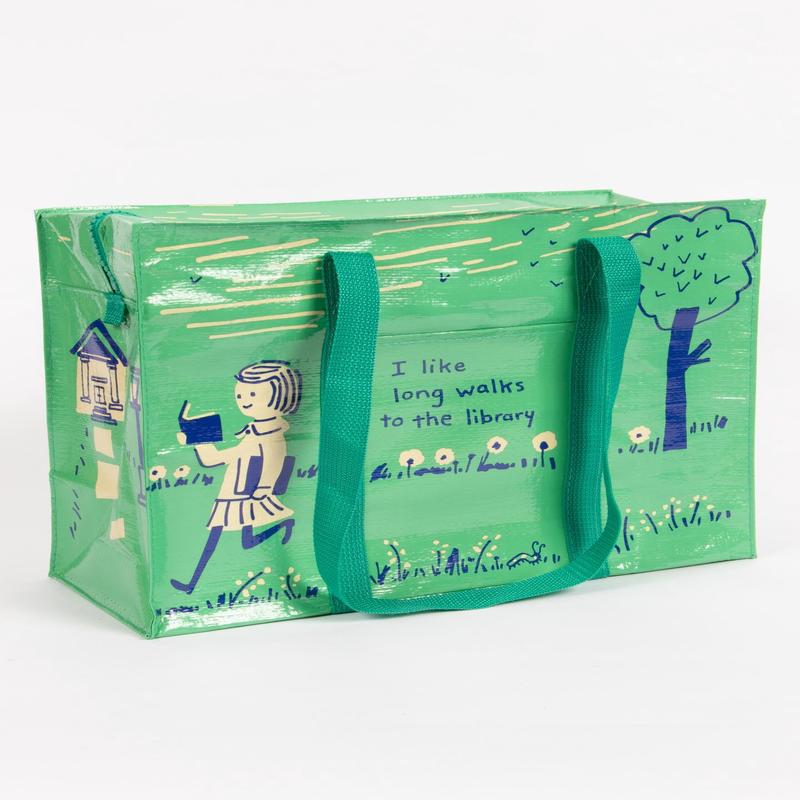 Blue Q Shoulder Tote I Like Long Walks To The Library