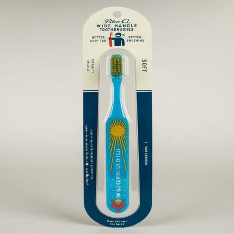 Blue Q Toothbrush Invented Smiling