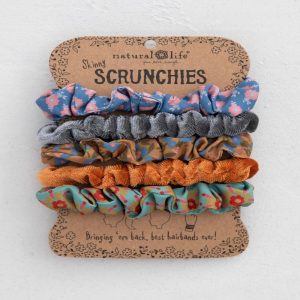 Natural Life 3 Print and 2 Mustard Velvet Skinny Scrunchies