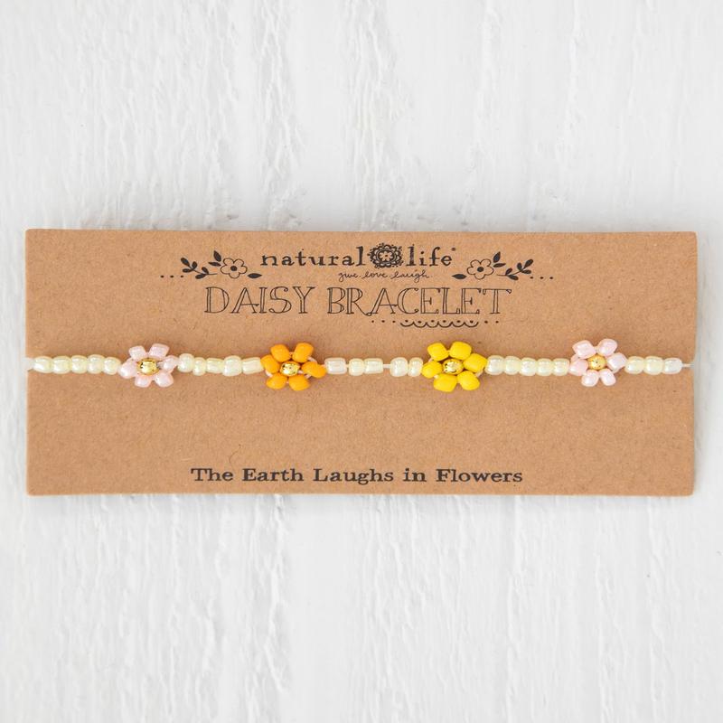 Natural Life Daisy Beaded Orange Bracelet