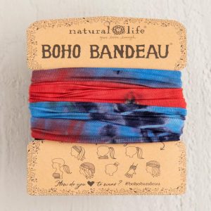 Natural Life Red, Blue, and Olive Tie/Dye Boho Bandeau