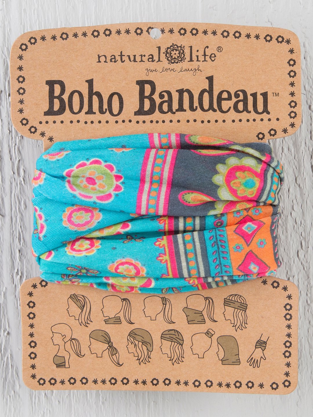 Natural Life Turquoise Medallion Border Print Boho Bandeau