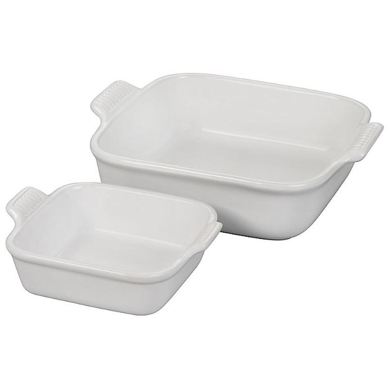 Le Creuset White 2pc Square Dish Set