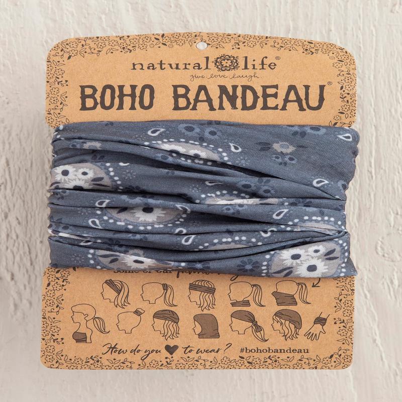 Natural Life Boho Bandeau Charcoal Floral Bubbles