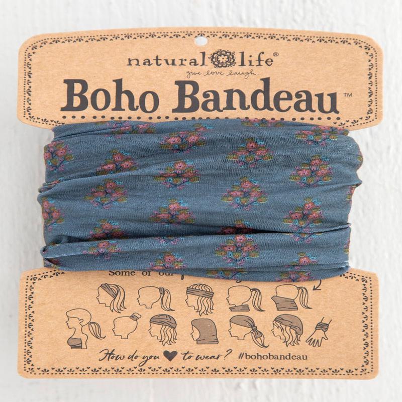 Natural Life Boho Bandeau Charcoal Floral Pink Block
