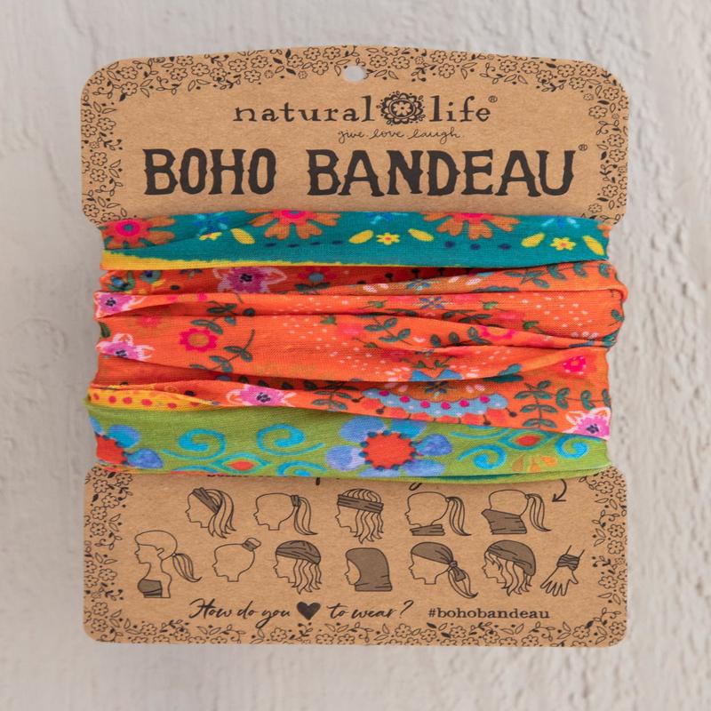 Natural Life Boho Bandeau Orange Green Borders