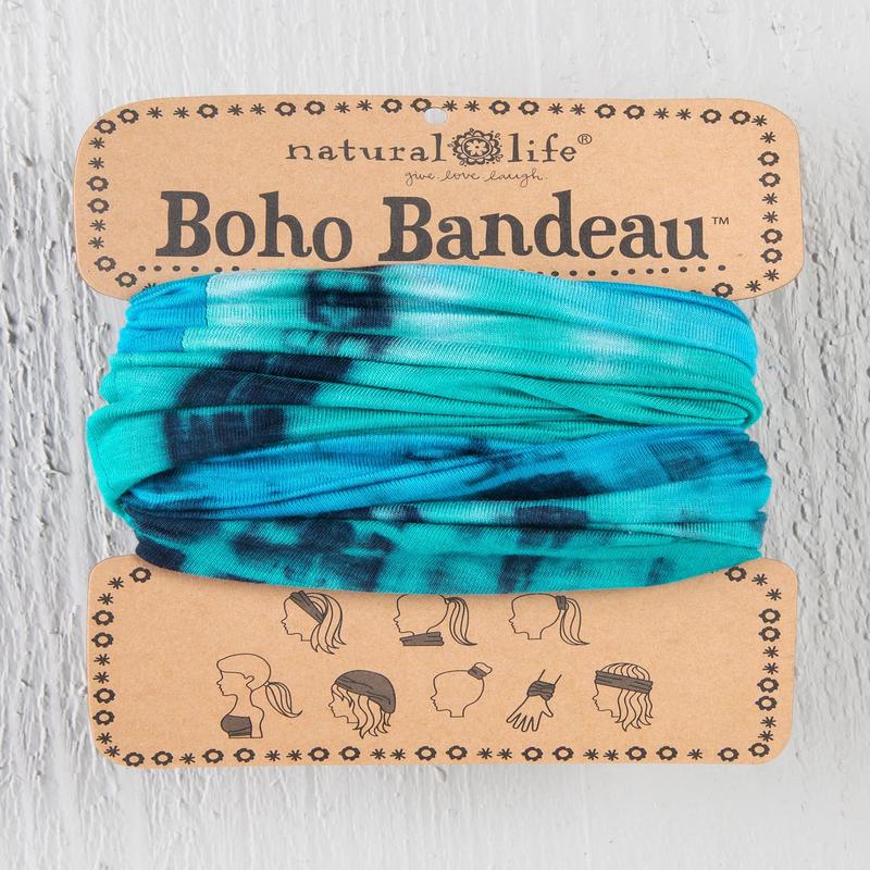 Natural Life Boho Bandeau Tie-Dye Turquoise Blue White