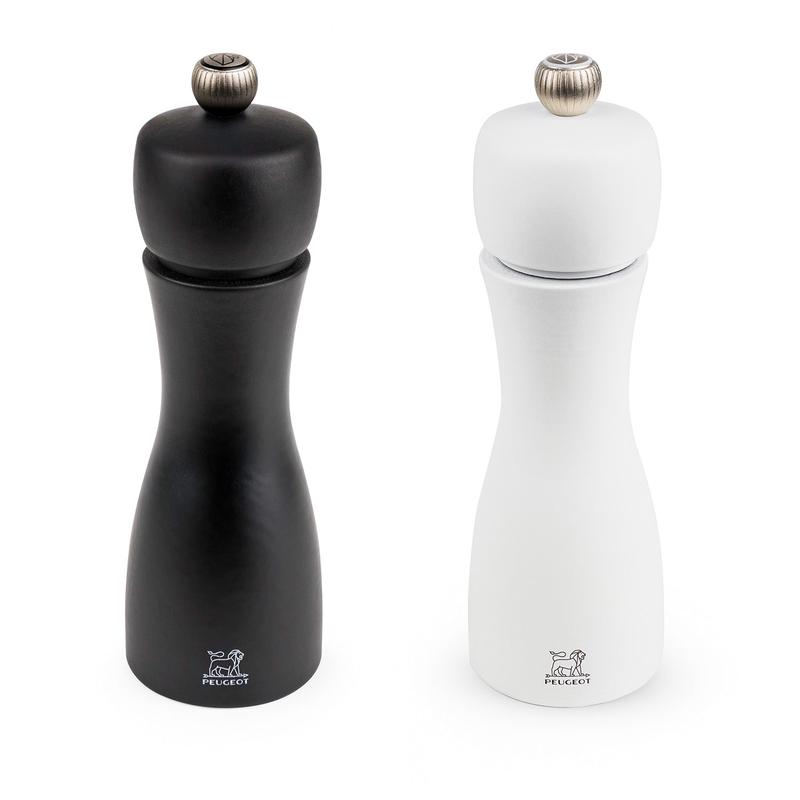 Peugeot Tahiti Duo 6 Inch Salt & Pepper Mill Set, Black and White