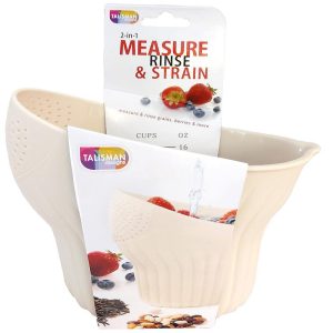 Talisman Designs 2-in-1 Measure Rinse & Strain for Grains, Fruit, and Beans, 2 Cups