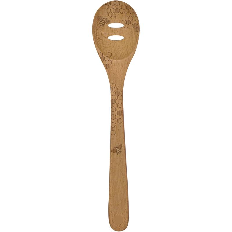 Talisman Designs Beechwood Slotted Spoon, Honey Bee Collection, Set of 1