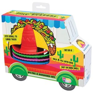 Talisman Designs BPA-Free Sombrero Taco Holders, Set of 4, Multi Color