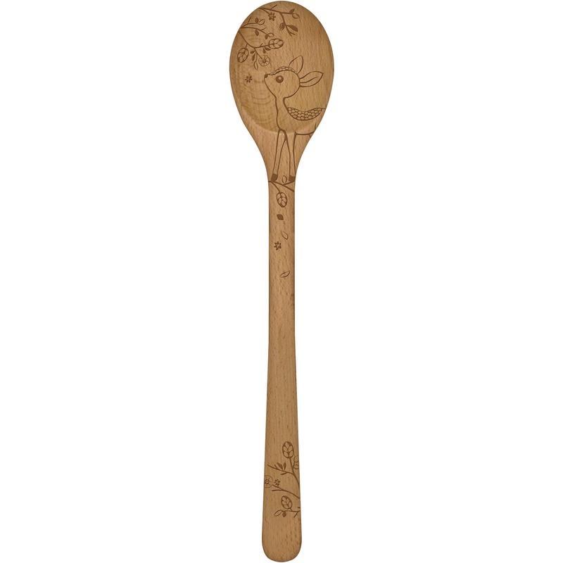 Talisman Designs Laser Etched Beechwood Sauce Spoon, Woodland Collection