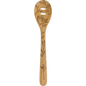 Talisman Designs Laser Etched Beechwood Slotted Spoon, Nature Collection, Set of 1