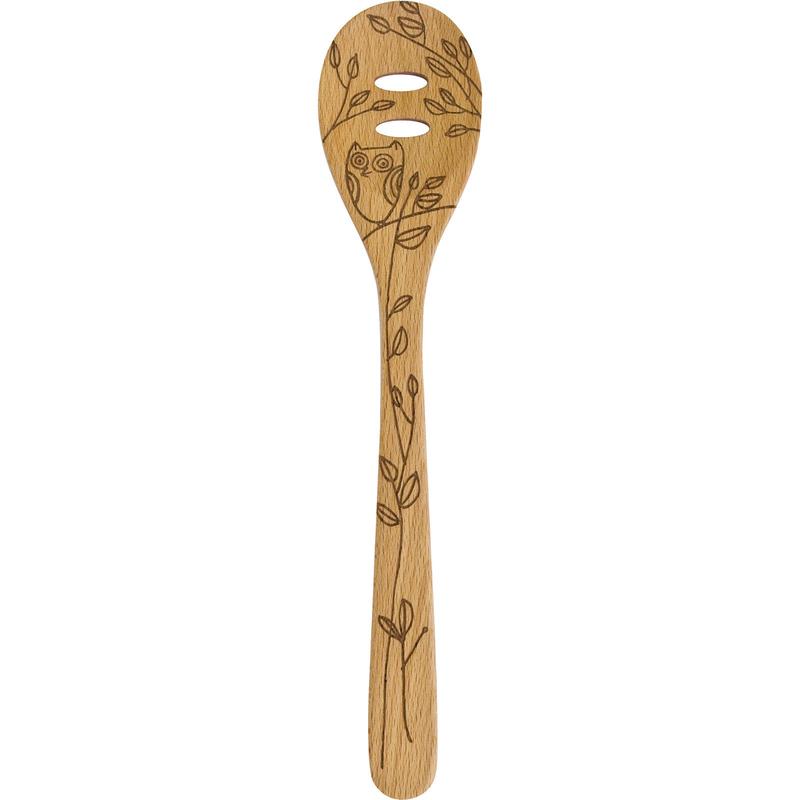 Talisman Designs Laser Etched Beechwood Slotted Spoon, Nature Collection, Set of 1