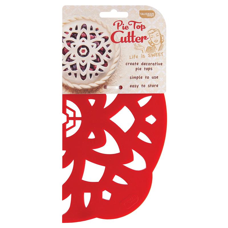 Talisman Designs Pie Top Cutter for 10 inch Pies, Mandala, Red
