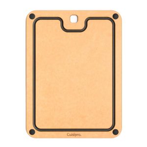 Cuisipro Fibre Wood Cutting Board with Silicone Feet, 12 x 9 Inch, Natural/Slate