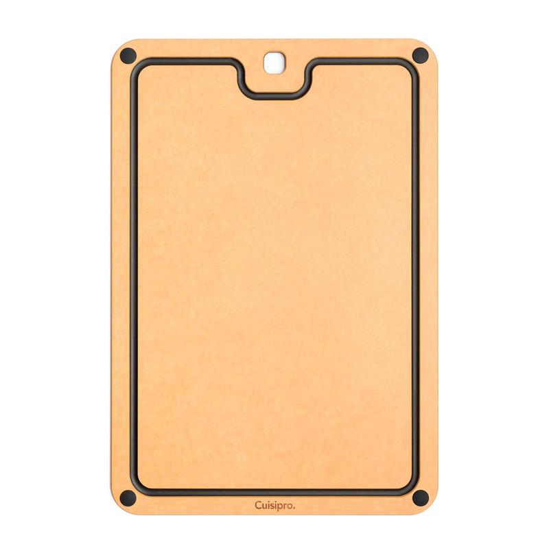 Cuisipro Fibre Wood Cutting Board with Silicone Feet, 16 x 11 Inch, Natural/Slate