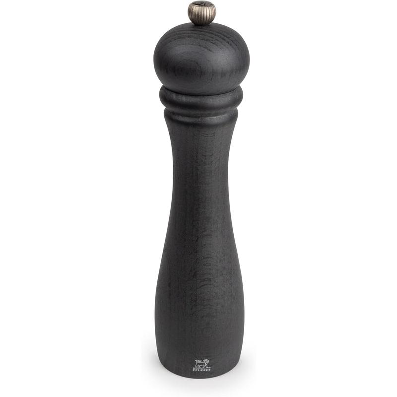 Peugeot Checkmate 10-Inch Beechwood Salt Mill, Black