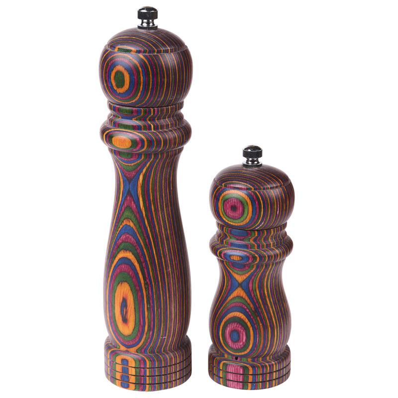 Island Bamboo Pakkawood Pepper Mill and Salt Mill Set