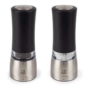 Peugeot Daman Electric Salt and Pepper Mill 2 Piece Set, Iridescent Black, 7-Inch