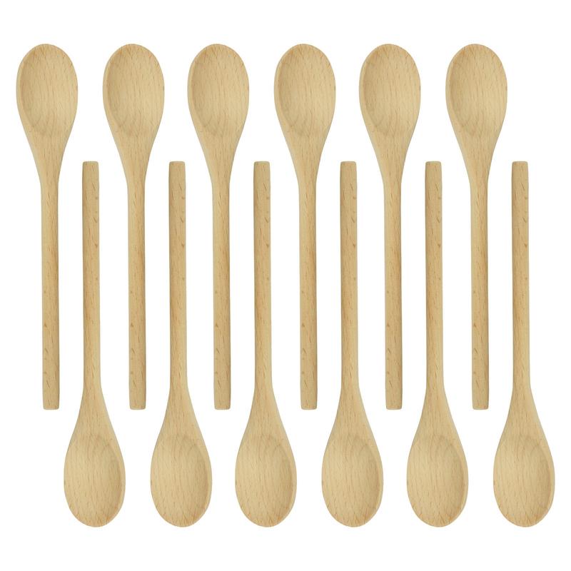 R&M International Wooden Spoon, 8 Inch, Pack of 12