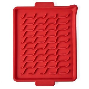 Talisman Designs Silicone Microwave Bacon Tray, 9.5 x 12.75 inches, Red