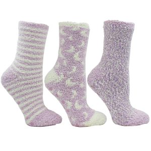 Aromasoles Essential Oil Infused Warm Cozy Slipper Socks, 3 Pack, Lavender Infused