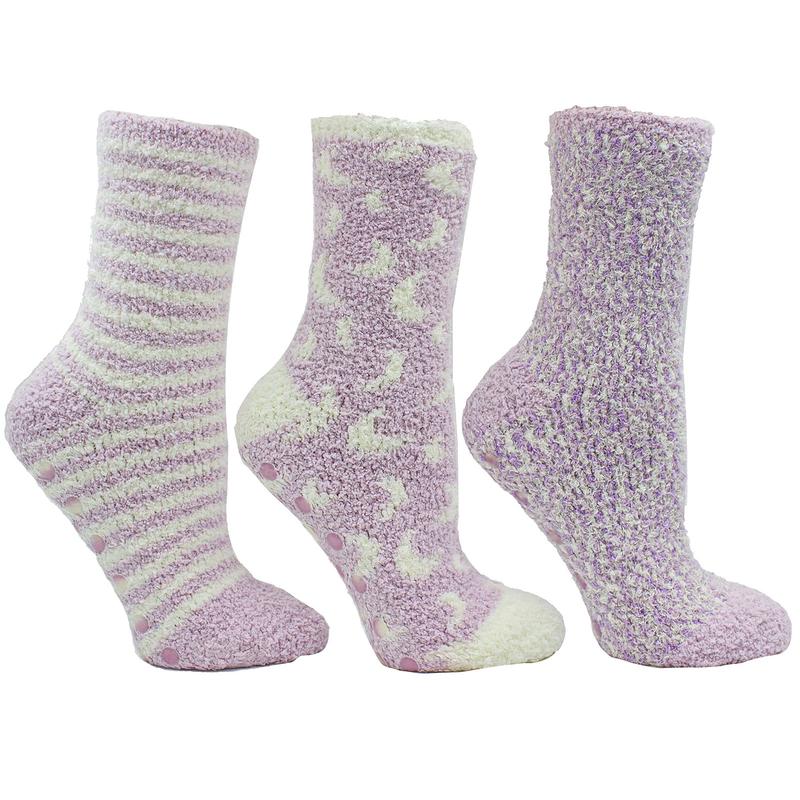 Aromasoles Essential Oil Infused Warm Cozy Slipper Socks, 3 Pack, Lavender Infused