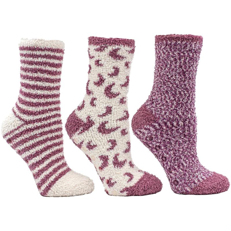 Aromasoles Essential Oil Infused Warm Cozy Slipper Socks, 3 Pack, Rose