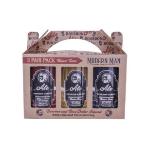 Aromasoles Lager Legs Gift Set Box, 3 Pairs of Mens Socks, Infused with Bourbon Vanilla and Shea Butter