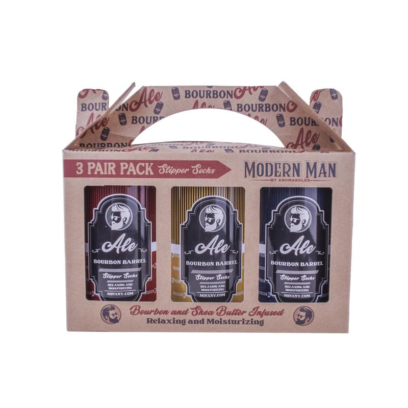 Aromasoles Lager Legs Gift Set Box, 3 Pairs of Mens Socks, Infused with Bourbon Vanilla and Shea Butter