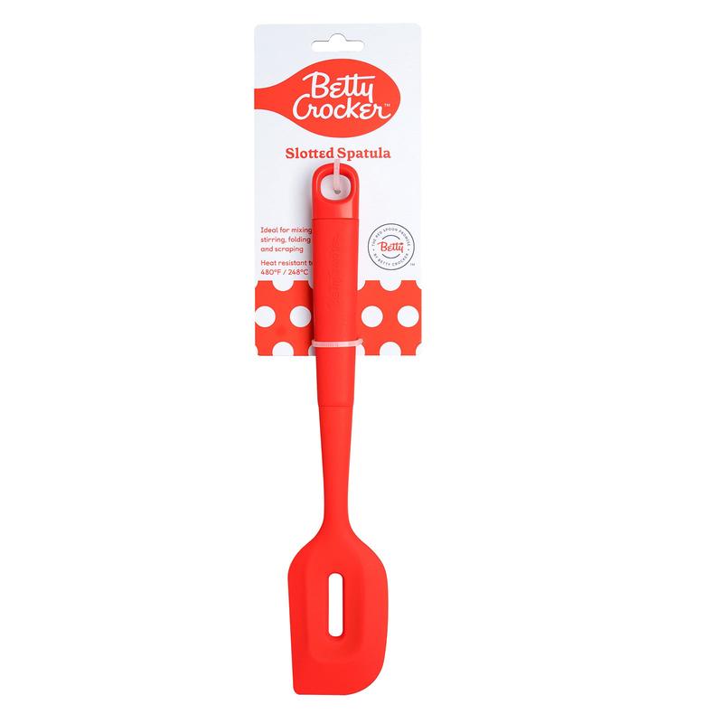 Betty CrockerSilicone 12 Inch Slotted Spatula, Red
