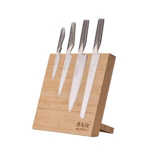 Global Bitoku Classic Essentials 5 Piece Knife Set with Magnetic Block, Hardwood