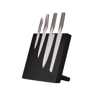 Global Bitoku Classic Essentials 5 Piece Knife Set with Magnetic Block, Rubberwood