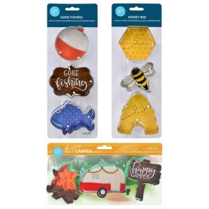 R&M International 9 Piece Fishing/Camper/Bee Cookie Cutter Set