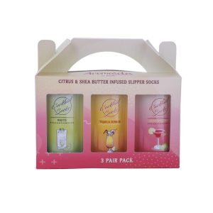 Aromasoles Metro Mixer Gift Set, 3 Pairs Ladies Rose & Shea Butter Infused Slipper Socks