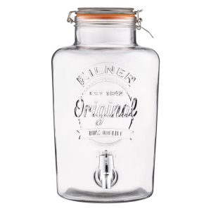 Kilner 2.1 Gallon Drink Dispenser, Large Glass Beverage Jar with Stainless Steel Tap