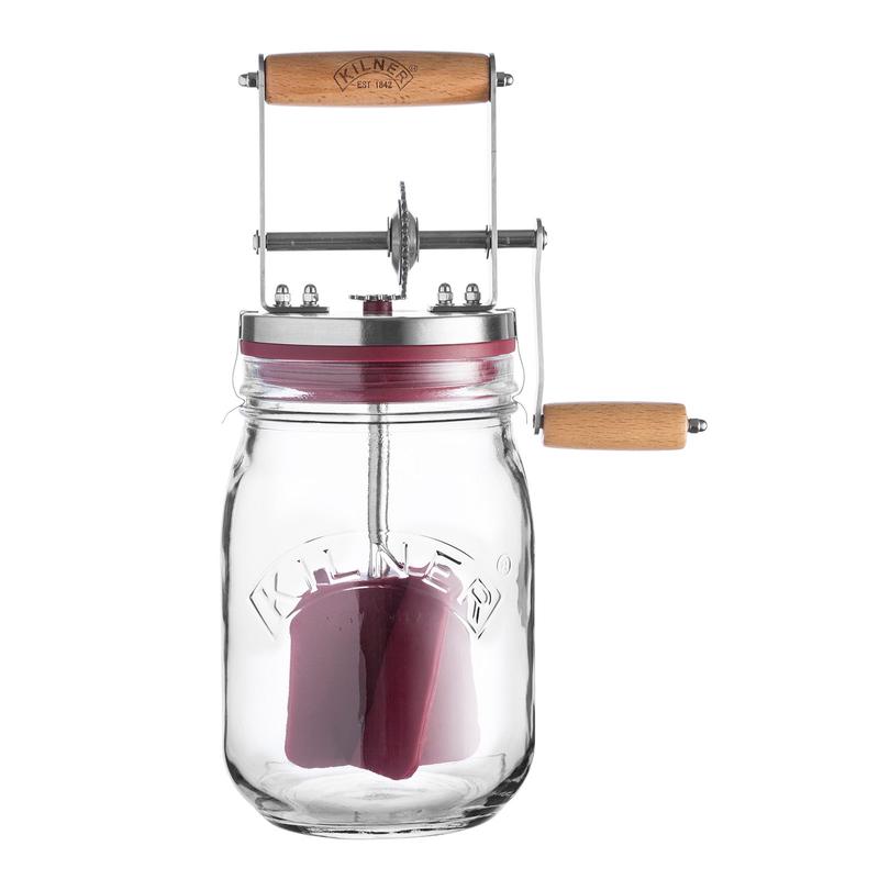 Kilner Butter Churner  Glass Hand-Crank Jar for Homemade Butter Making