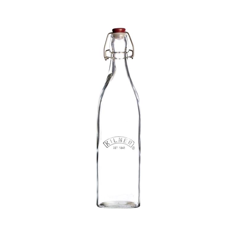 Kilner Scratch Cooking Square Clip Top Bottle  16 oz Reusable Glass Bottle with Airtight Seal
