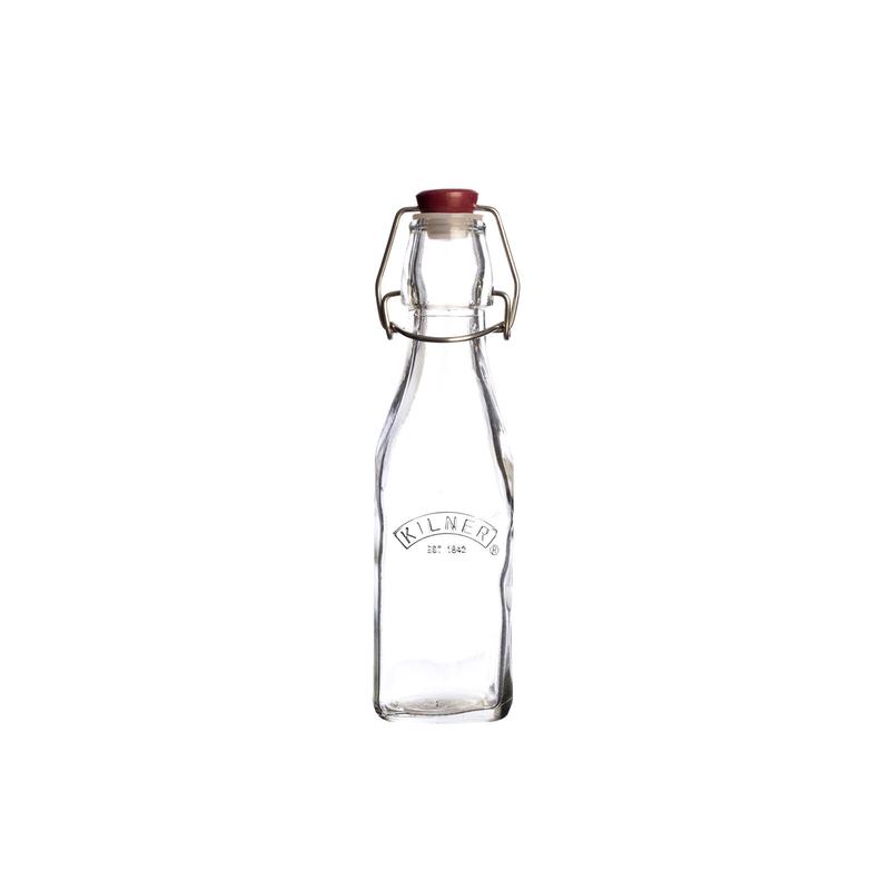 Kilner Scratch Cooking Square Clip Top Bottle  9 oz Reusable Glass Bottle with Airtight Seal