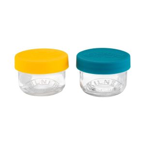 Kilner Storage Snack & Store Pots  Set of 2 Reusable Glass Food Containers with Leak-Proof Lids