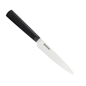 Kyocera INNOVATIONwhite 5-Inch Ceramic Tomato Knife, White Micro Serrated Blade with Non-Slip Black Handle