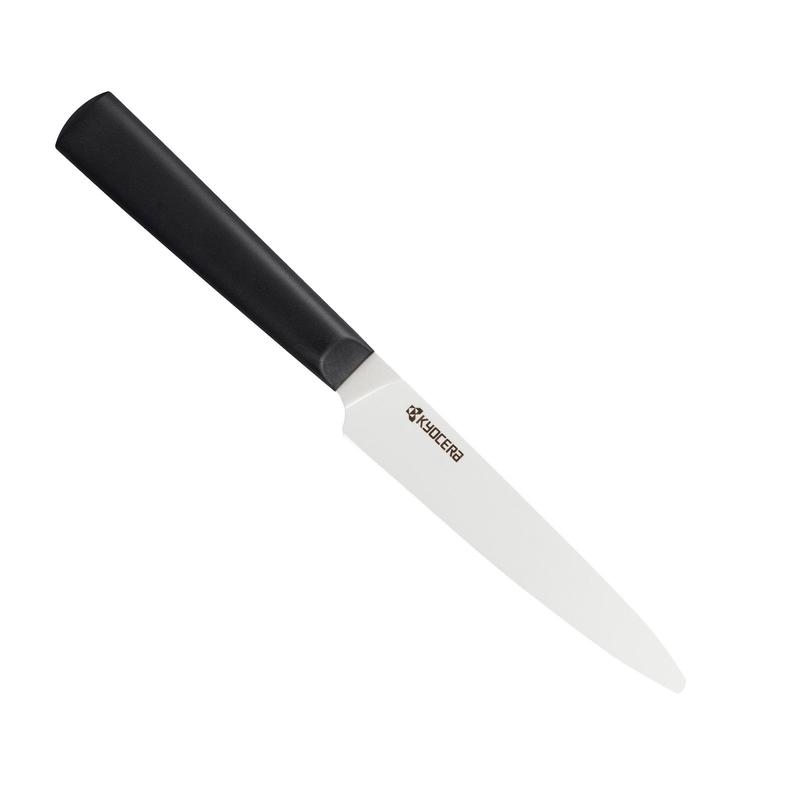 Kyocera INNOVATIONwhite 5-Inch Ceramic Tomato Knife, White Micro Serrated Blade with Non-Slip Black Handle