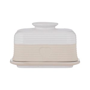 Mason Cash Rustic Charm Butter Dish  Covered Stoneware Butter Keeper