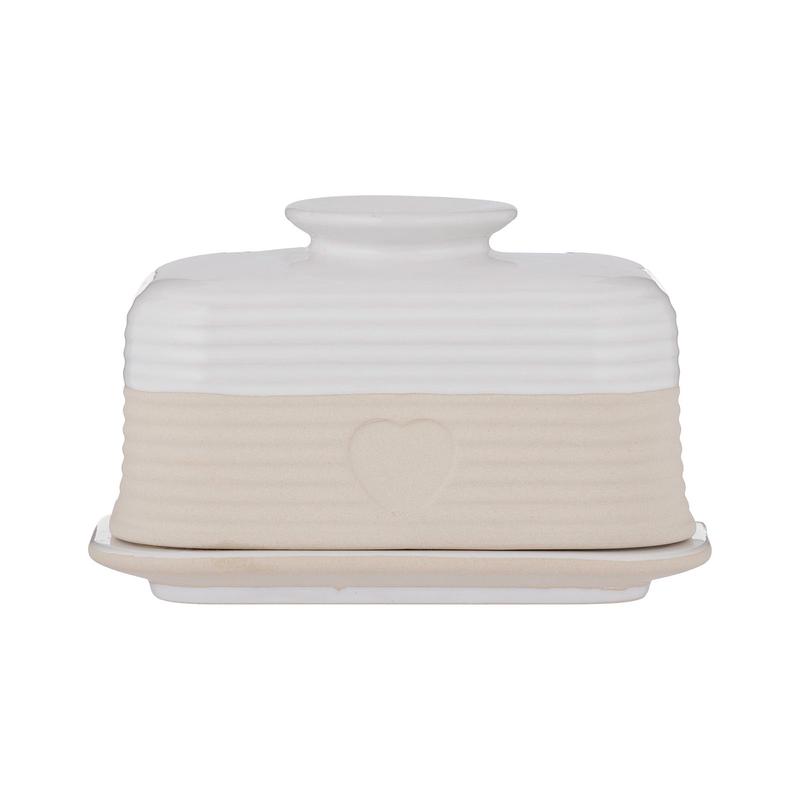 Mason Cash Rustic Charm Butter Dish  Covered Stoneware Butter Keeper