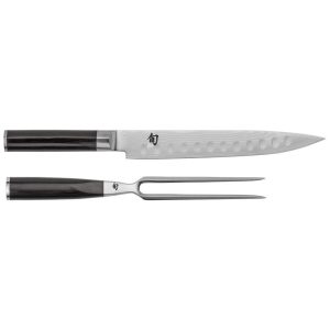Shun Classic 2-Piece Carving Set, 9" Hollow-Ground Slicing Knife & Carving Fork in Gift Box